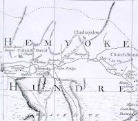Map of the Hemyock area on Donn\'s one inch to the mile survey of 1765